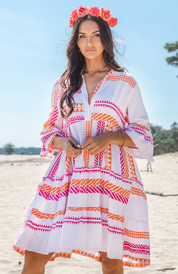 Kelim Tuniek Evy Fuchsia Oranje – shoparchief