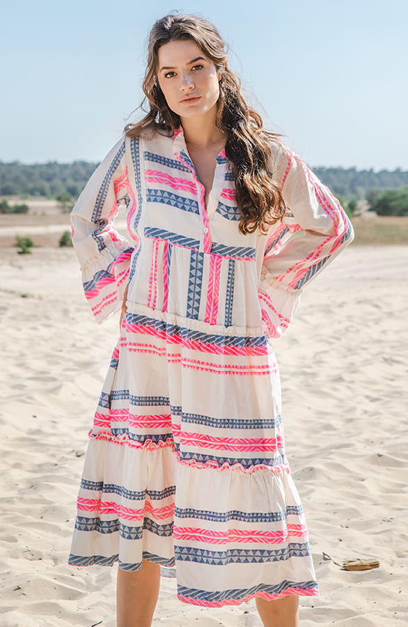 Kelim Tuniek Midi Evy Roze Blauw – shoparchief
