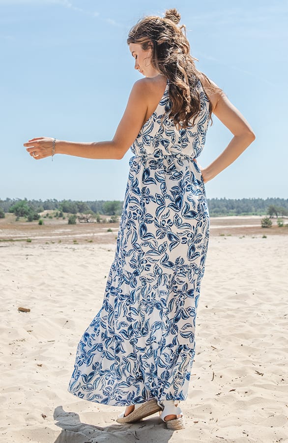 Leaves Halter Jurk Imre Blauw – shoparchief — foto 3