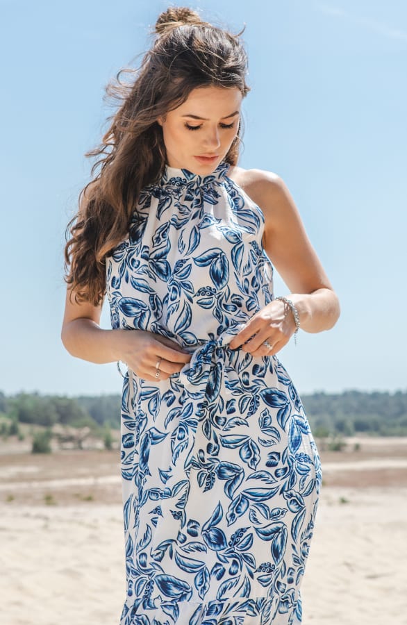 Leaves Halter Jurk Imre Blauw – shoparchief — foto 2