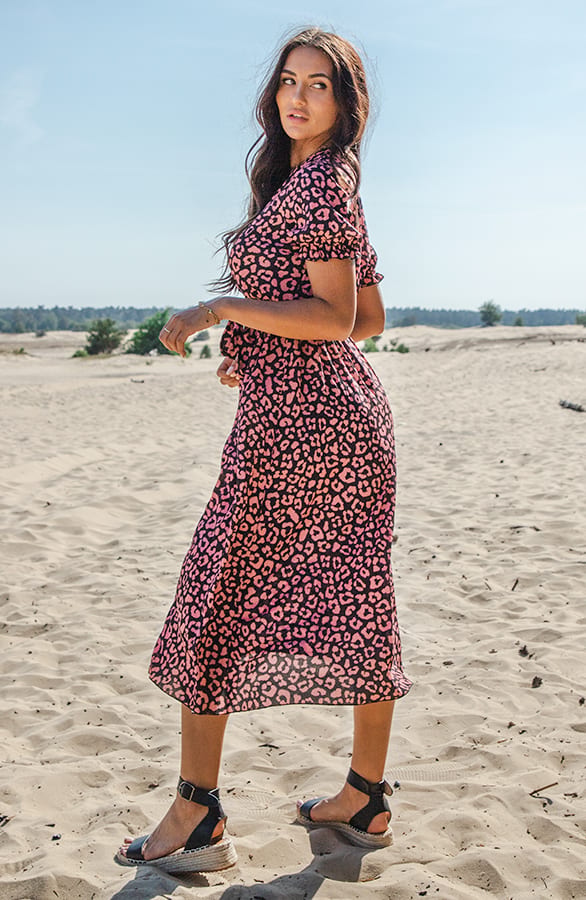 Leopard Print Jurk Febe Koraal – shoparchief — foto 2