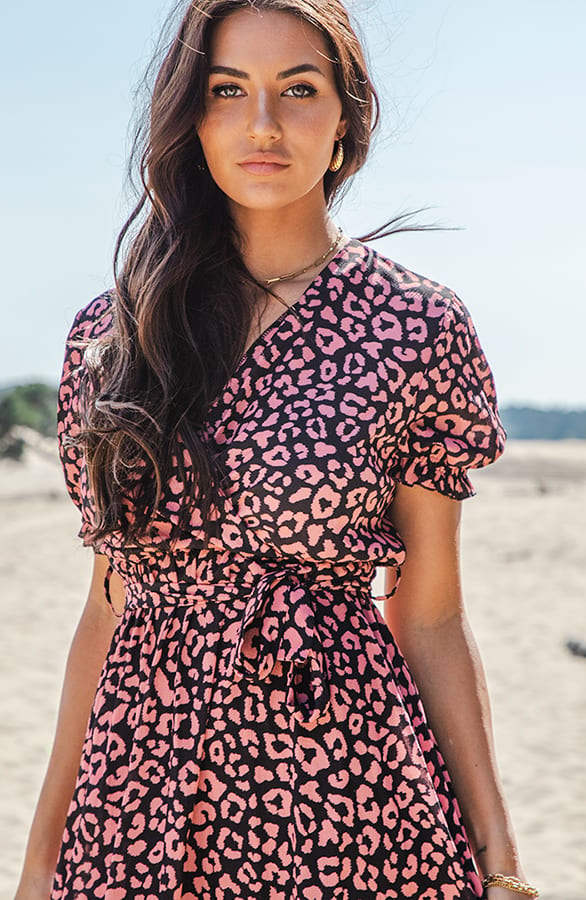Leopard Print Jurk Febe Koraal – shoparchief — foto 3