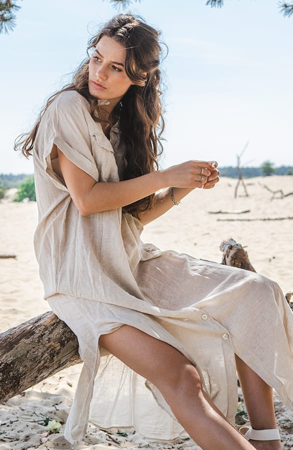 Linnen Kaftan Mieke Beige – shoparchief — foto 2
