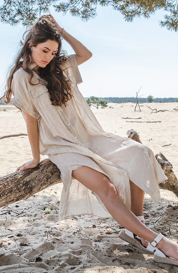 Linnen Kaftan Mieke Beige – shoparchief