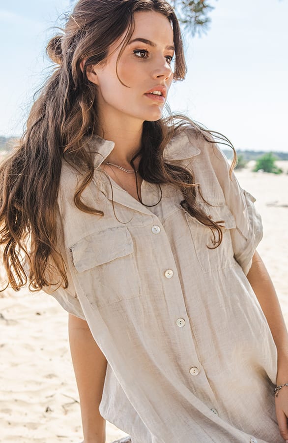 Linnen Kaftan Mieke Beige – shoparchief — foto 3