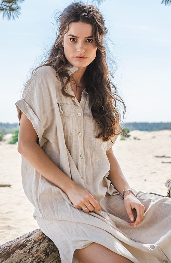 Linnen Kaftan Mieke Beige – shoparchief — foto 4