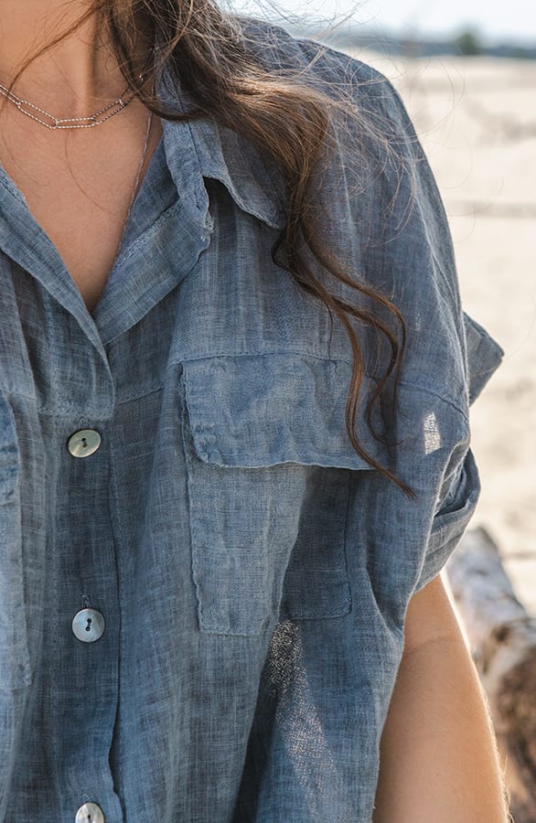 Linnen Kaftan Mieke Denim Blue – shoparchief — foto 4