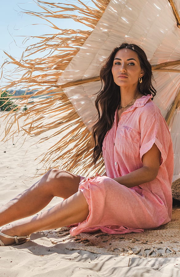 Linnen Kaftan Mieke Roze – shoparchief