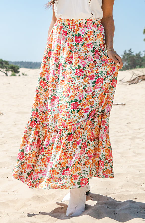 Maxi Bloemen plooien Rok Danique – shoparchief