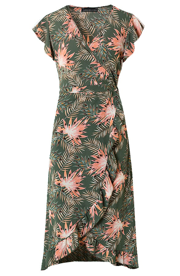 Midi Jurk Bladerenprint Jenny Army – shoparchief