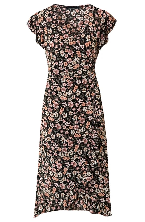 Midi Jurk Bloemenprint Jenny Zwart – shoparchief