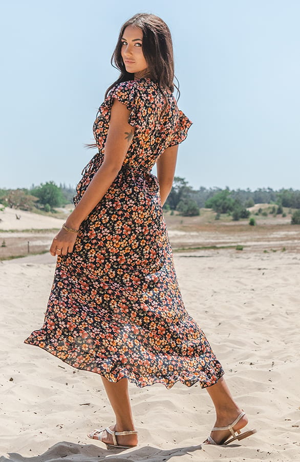 Midi Jurk Bloemenprint Jenny Marine – shoparchief — foto 3