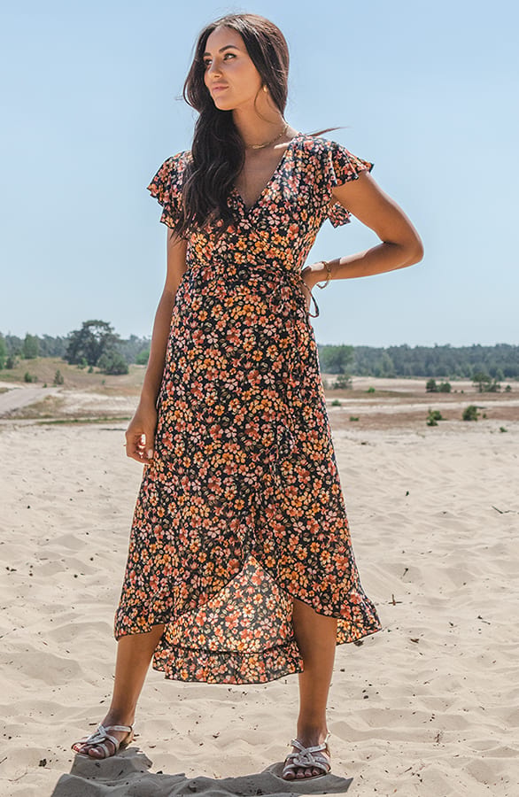 Midi Jurk Bloemenprint Jenny Marine – shoparchief — foto 2