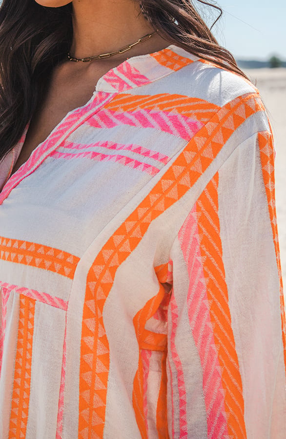 Midi Kelim Tuniek Evy Fuchsia Oranje – shoparchief — foto 4