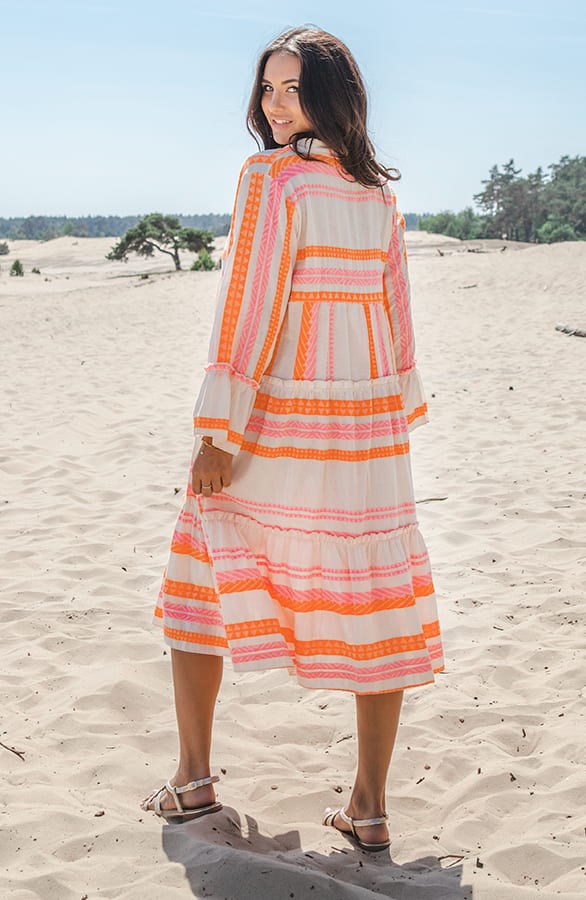 Midi Kelim Tuniek Evy Fuchsia Oranje – shoparchief — foto 3