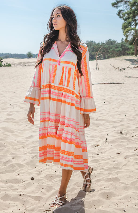 Midi Kelim Tuniek Evy Fuchsia Oranje – shoparchief — foto 2
