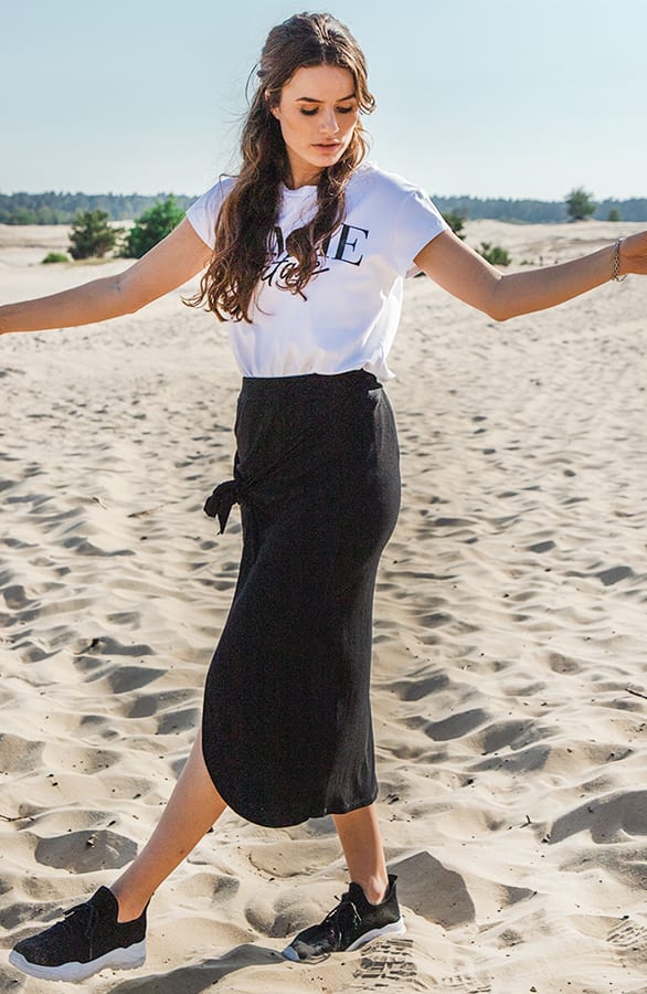 Midi Rok Met Strik Benthe Zwart – shoparchief — foto 2