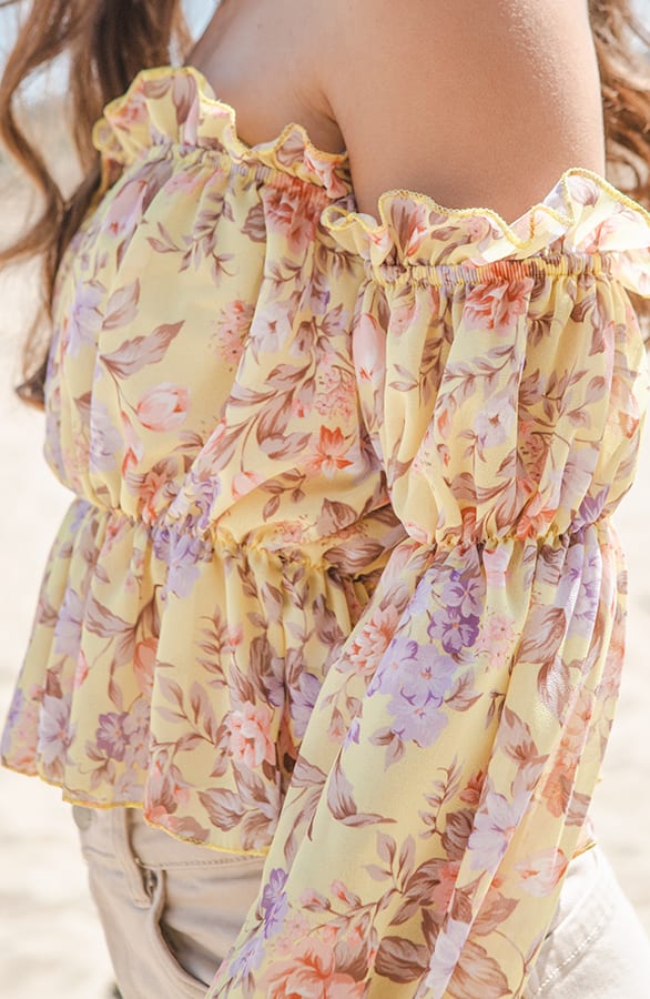 Off Shoulder Blouse Bloemenprint Teske Geel – shoparchief — foto 4