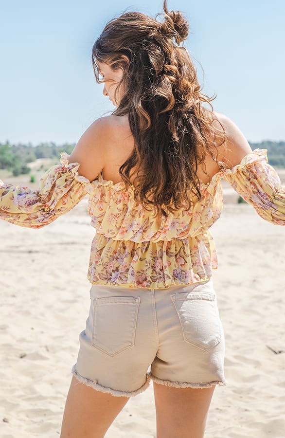 Off Shoulder Blouse Bloemenprint Teske Geel – shoparchief — foto 3