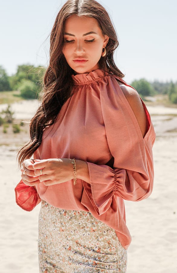 Open Shoulder Blouse Melody Dust Roze – shoparchief
