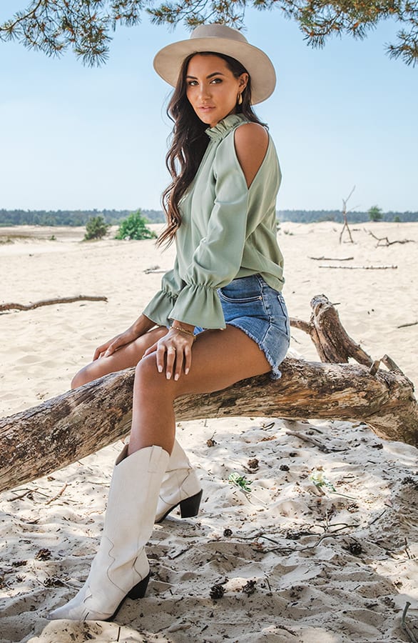 Open Shoulder Blouse Melody Mint – shoparchief — foto 3