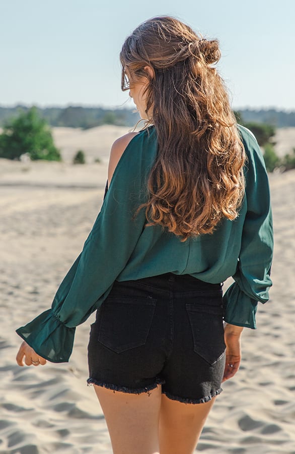 Open Shoulder Blouse Melody Smaragd – shoparchief — foto 4