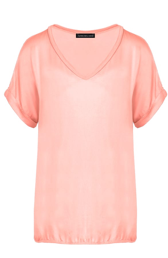 Oversized Satijnen Top Sofia Zalmroze – shoparchief