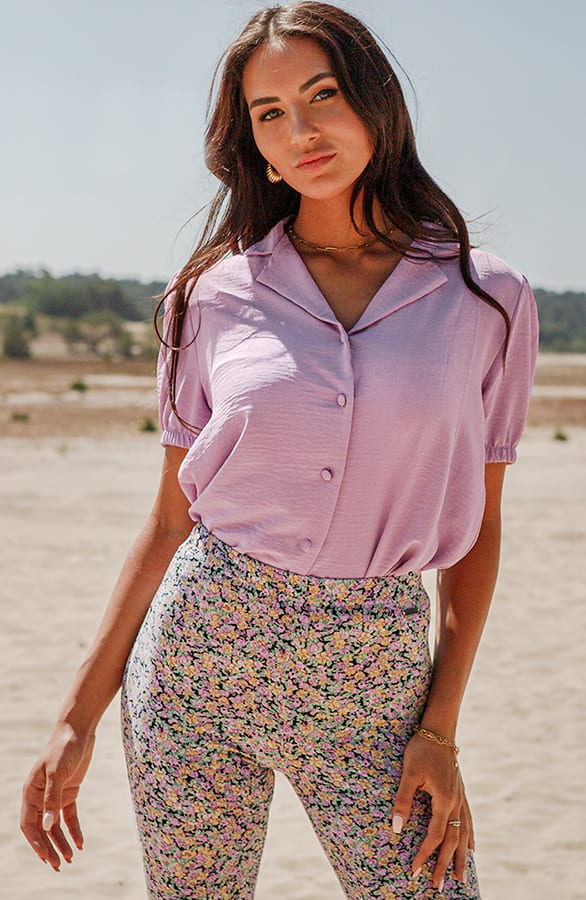 Pof Mouwen Blouse Alysha Lila – shoparchief