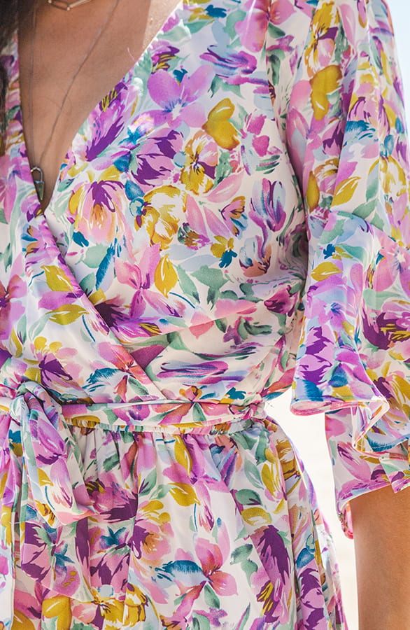 Ruches Bloemen Playsuit Lonneke Lila – shoparchief — foto 4