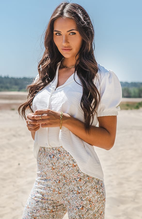 Pof Mouwen Blouse Alysha Ecru – shoparchief — foto 2