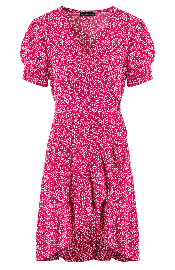 Ruches Jurk Met Print Elmi Fuchsia – shoparchief