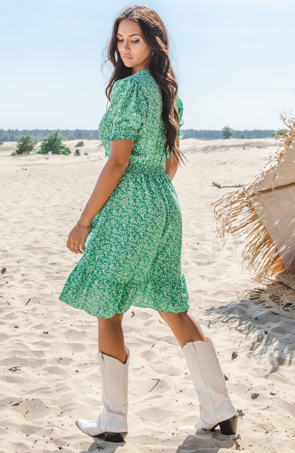 Ruches Jurk Met Print Elmi Groen – shoparchief — foto 5