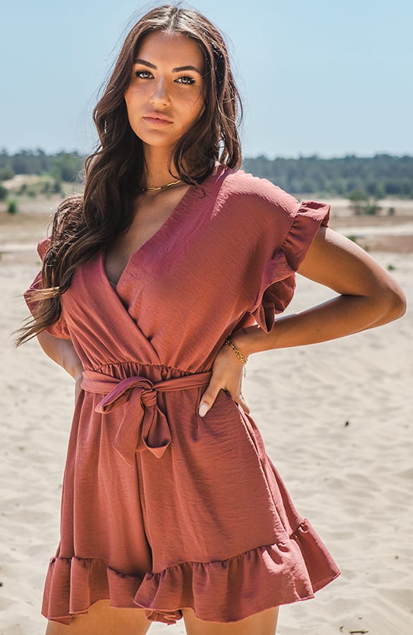 Ruches Playsuit Mirre Dust Roze – shoparchief