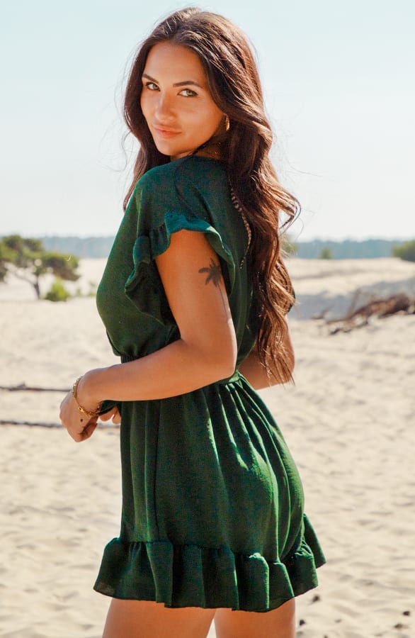 Ruches Playsuit Mirre Smaragdgroen – shoparchief — foto 2