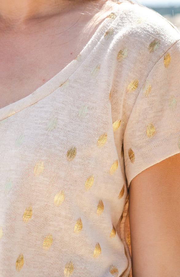 Top Met Gouden Blad Print Posy – shoparchief — foto 2