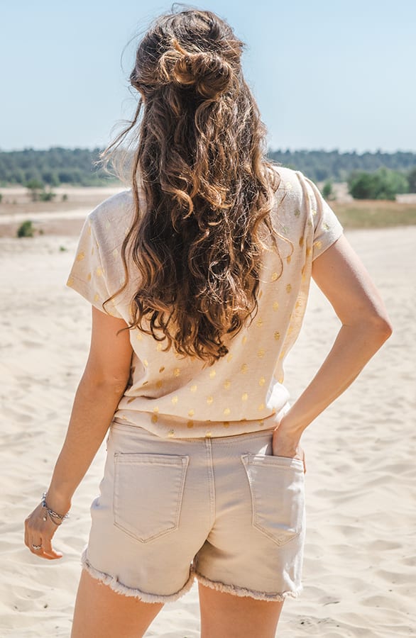 Top Met Gouden Blad Print Posy – shoparchief — foto 3