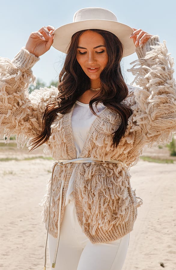 Trendy Gebreid Franjes Vest Veerle Taupe – shoparchief