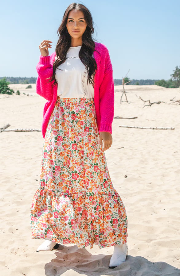 Maxi Bloemen plooien Rok Danique – shoparchief — foto 2