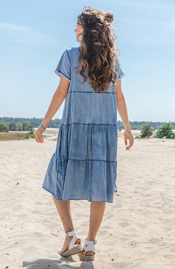 Washed Laagjes Jurk Jazzy Denim Blue – shoparchief — foto 4