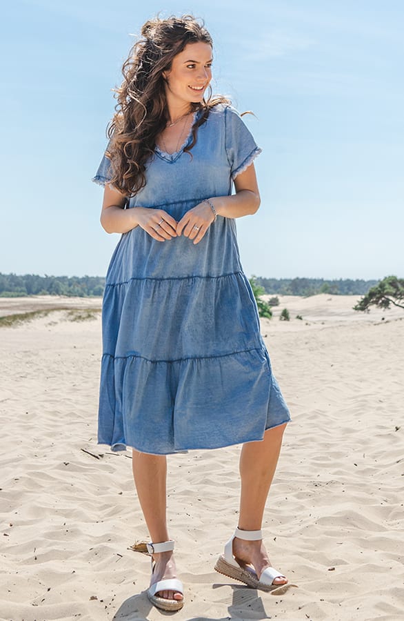 Washed Laagjes Jurk Jazzy Denim Blue – shoparchief — foto 2