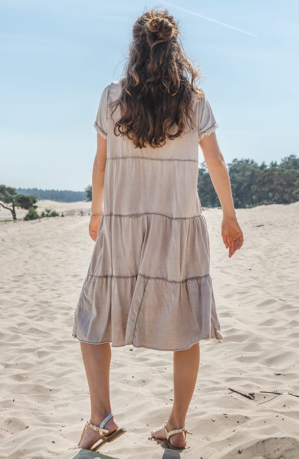 Washed Laagjes Jurk Jazzy Taupe – shoparchief — foto 3