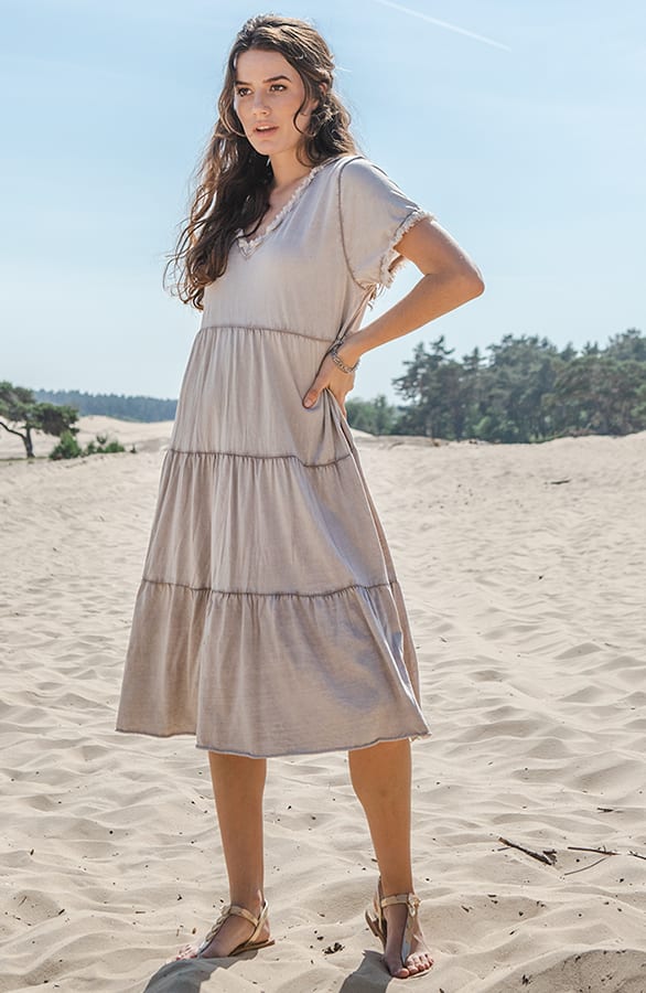 Washed Laagjes Jurk Jazzy Taupe – shoparchief — foto 2