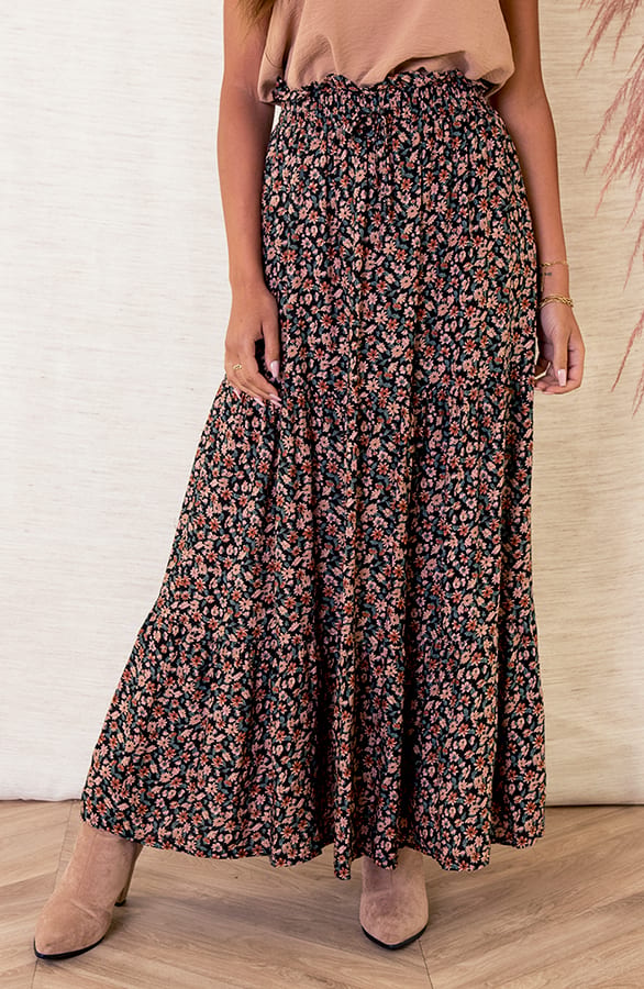 Bloemen Maxi Rok Jula Dust Roze – shoparchief