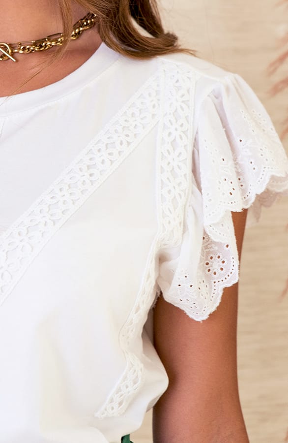 Katoenen Detail Top Jianna Ecru – shoparchief — foto 4