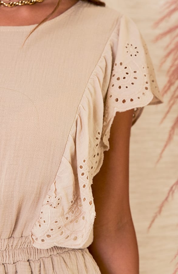 Katoenen Embroidery Jurk Larissa Beige – shoparchief — foto 4
