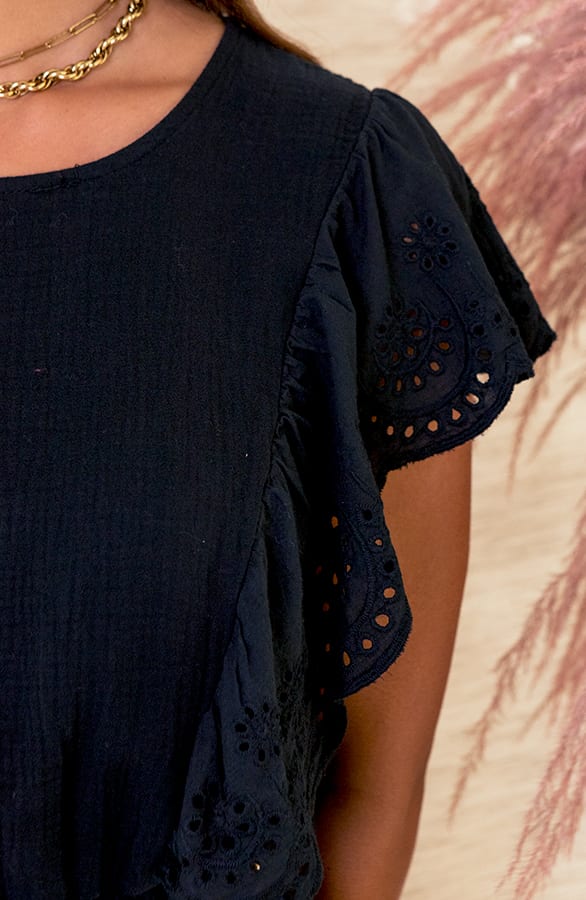 Katoenen Embroidery Jurk Larissa Zwart – shoparchief — foto 4