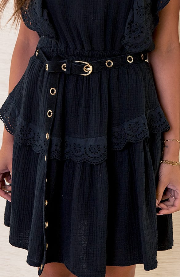 Lange Suede Riem Merith Zwart – shoparchief — foto 2