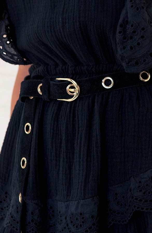 Lange Suede Riem Merith Zwart – shoparchief — foto 3