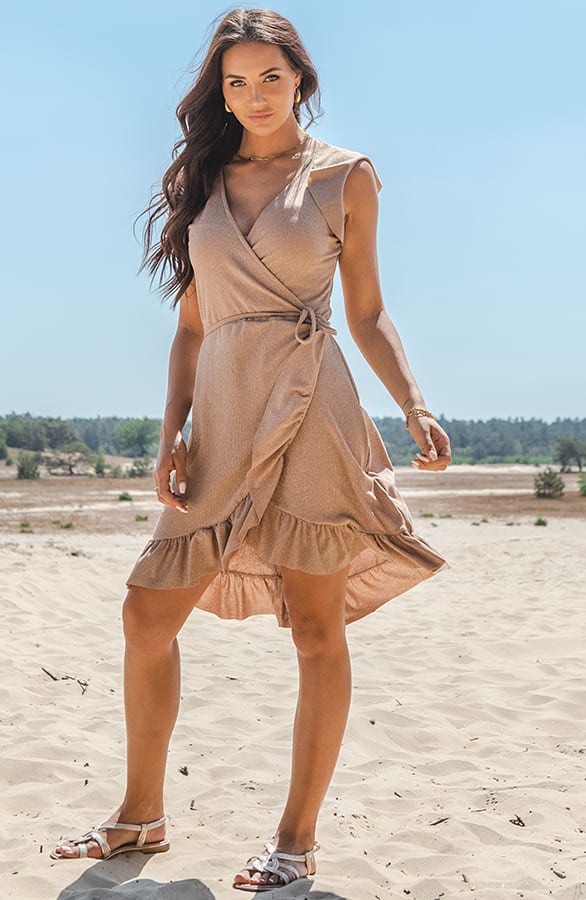 Lurex Strik Jurk Mika Taupe – shoparchief — foto 2