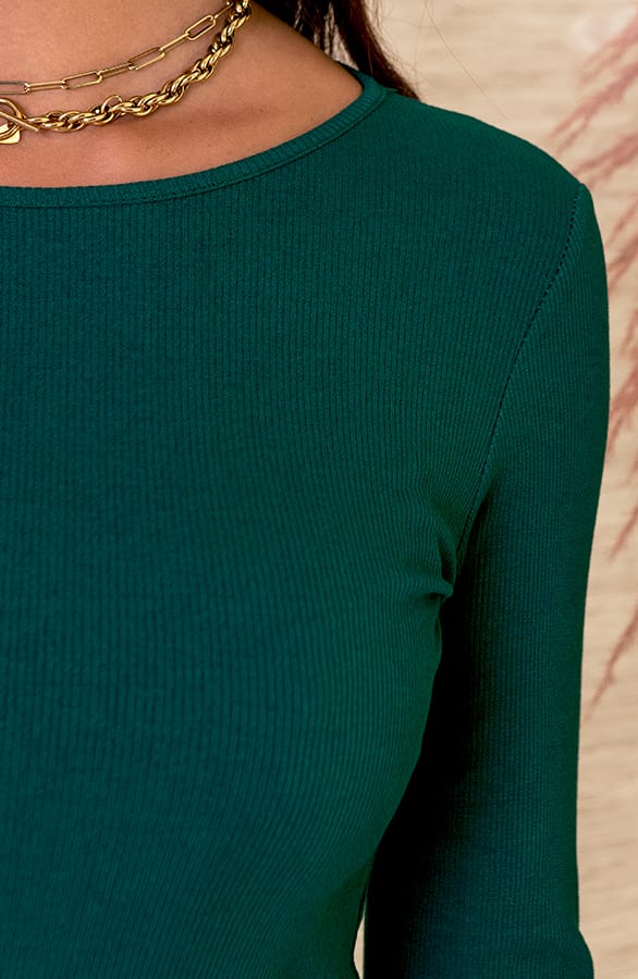 Midi Stretch Jurk Elke Smaragd – shoparchief — foto 3